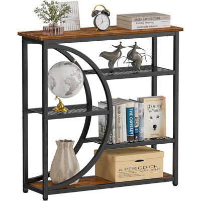 Entryway Table, Narrow Console Table, Industrial Sofa Table With 5 Tier Storage Shelves, Entrance Table For Hallway, Behind The Couch, Living Room, Fo