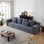 Deep Seat Corduroy Modular Cloud Couch With Cup Holders, No Assembly Required