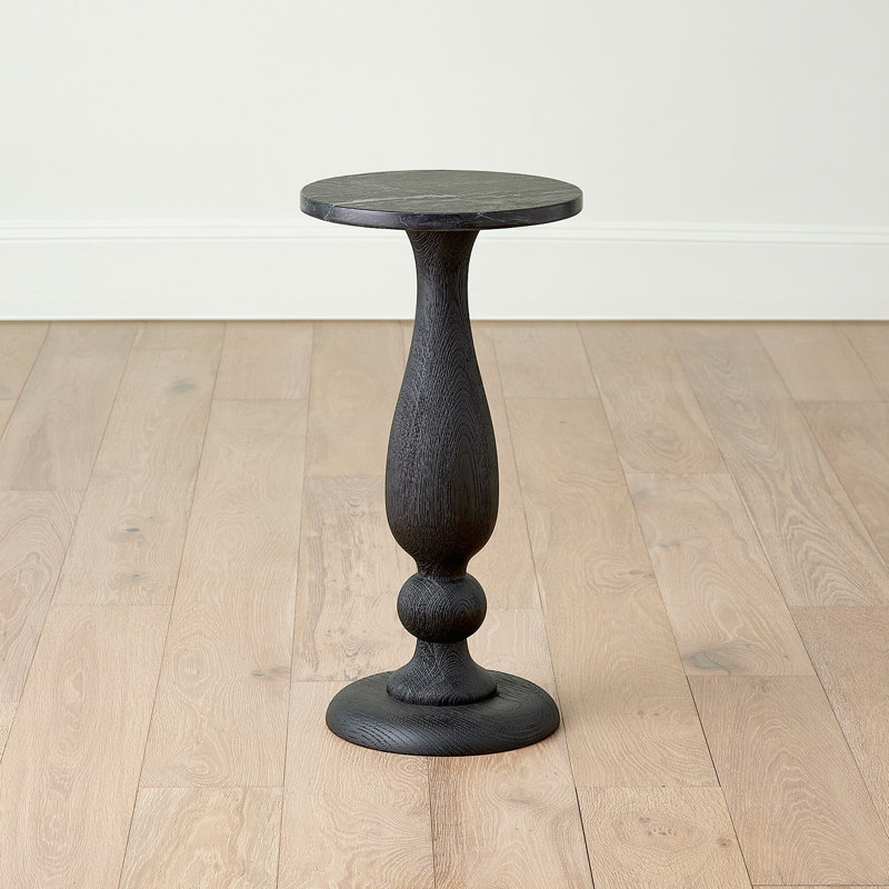 Marble End Table, Black Top/Black Base