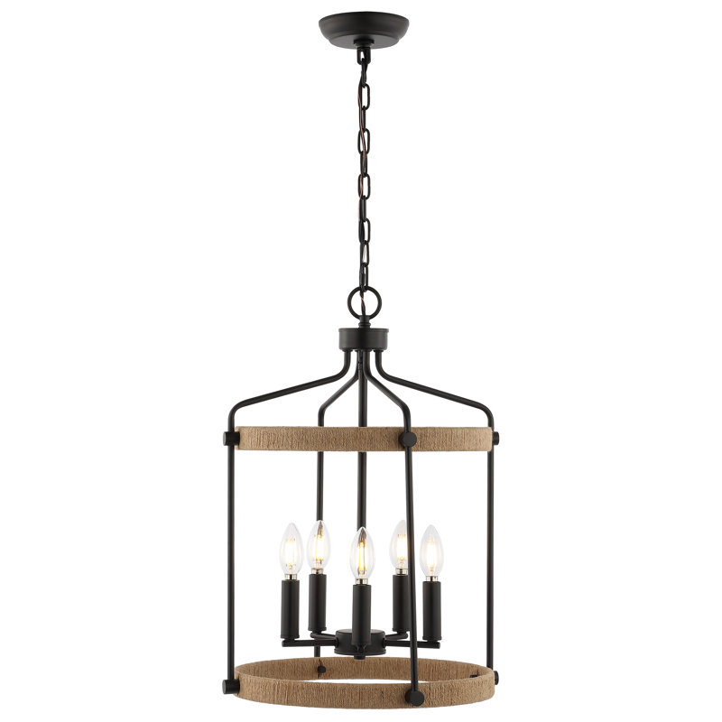 Luminaire suspendu 5 lumières noir / brun Verser