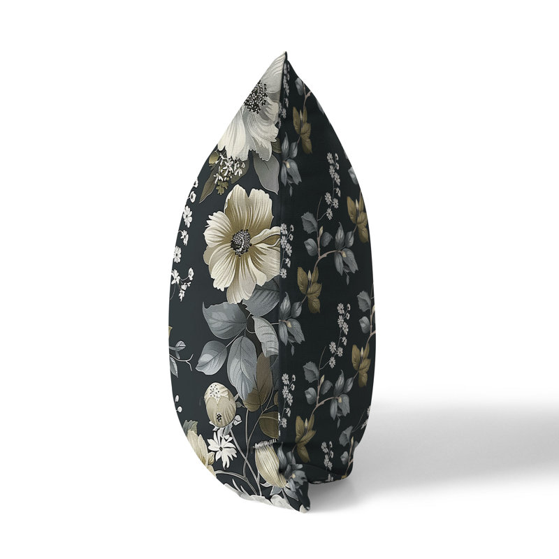 Coussin décoratif carré intérieur / extérieur Gilded Garden, Gris/Jaune, H 18 po x l 18 po