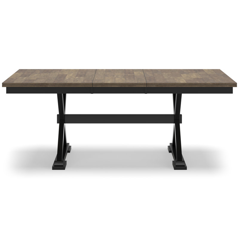 Black and Brown Extendable Farmhouse Dining Table with Butterfly Leaf