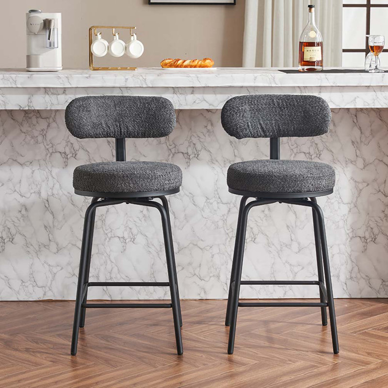 Tabourets de bar pivotants et rembourrés, Gris