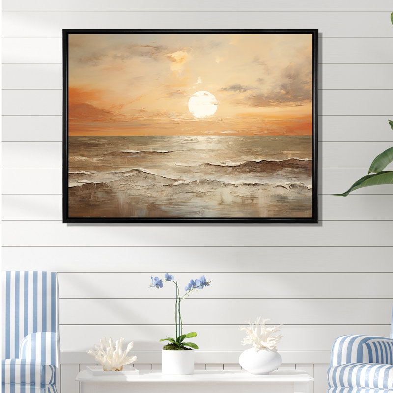Pless - salon d'art mural plage et océan, H 30 po x l 40 po x P 1,5 po, Cadre flottant noir