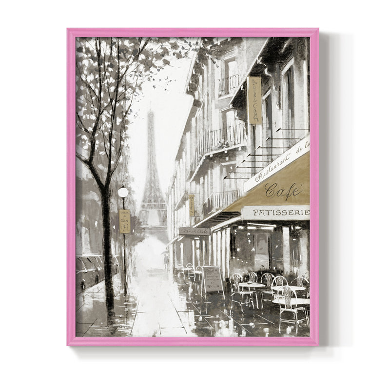«Stroll Through Paris I», reproduction encadrée - bois massif, H 11 po x l 9 po, Rose