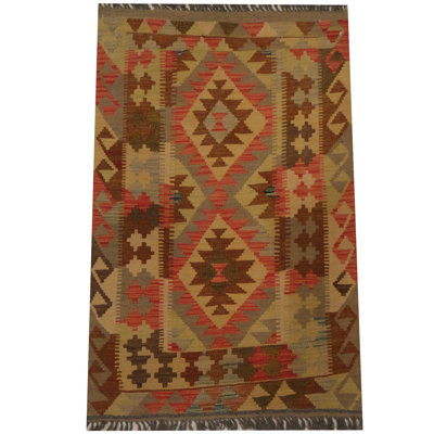 Tapis rouge / brun / beige Kilim