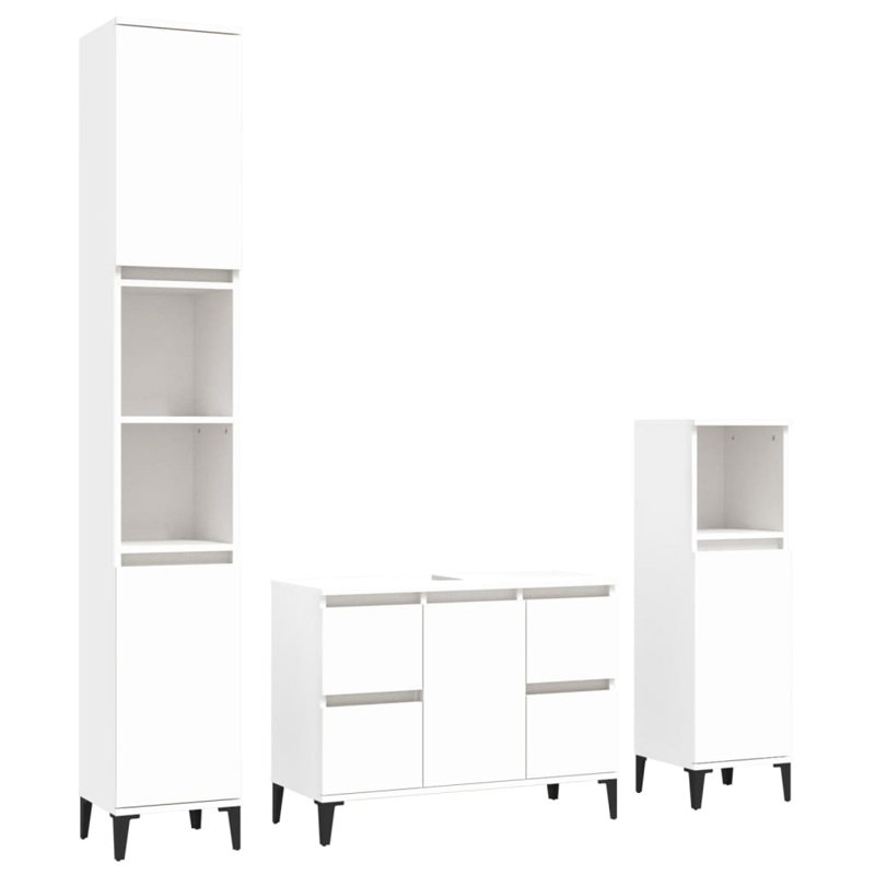 Bozhil Freestanding Bathroom Storage Furniture Set, White