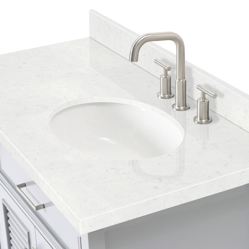 Blazier 42.25'' W Single Vanity, Gray, Oval, Right