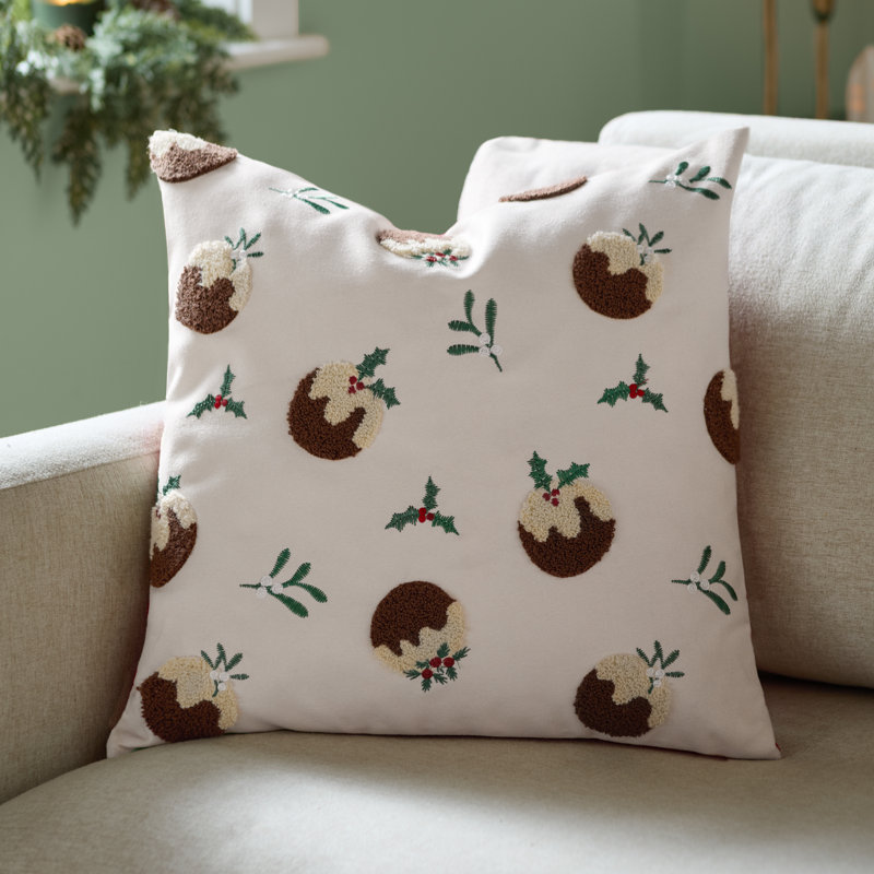 Puddings White Square Cushion, Feather