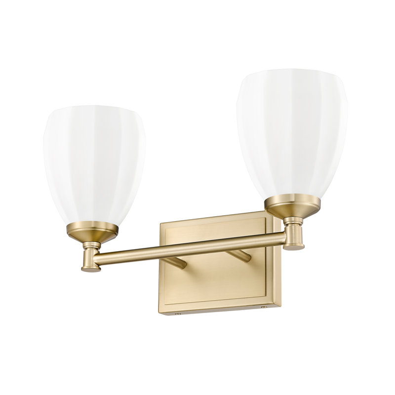 Mattera Modern Vanity, Gold, 2 Lights, 10" H x 16" W x 6.5" D