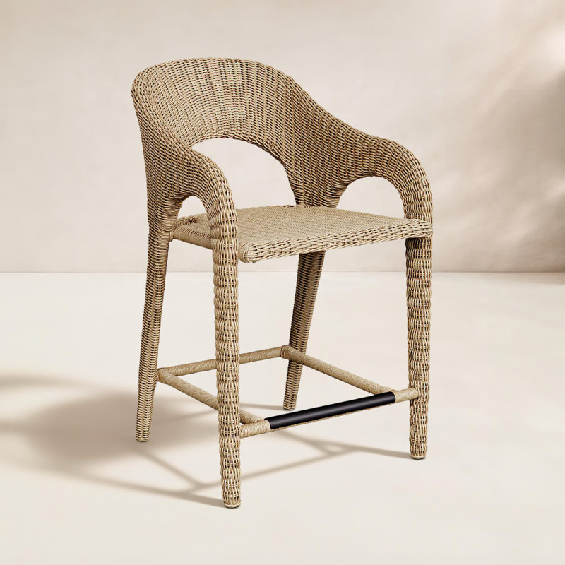 Uttermost Kavali Outdoor Wicker Counter Stool, 23.75"