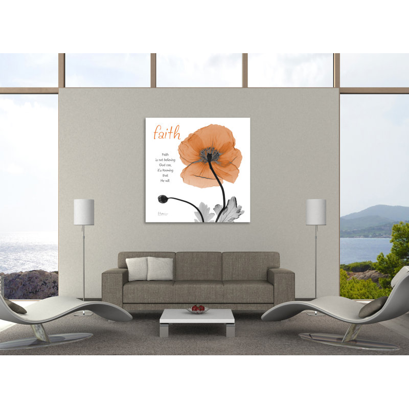 "Islande coquelicot", toile tendue par Albert Koetsier, H 18 po x l 18 po x P 1,5 po