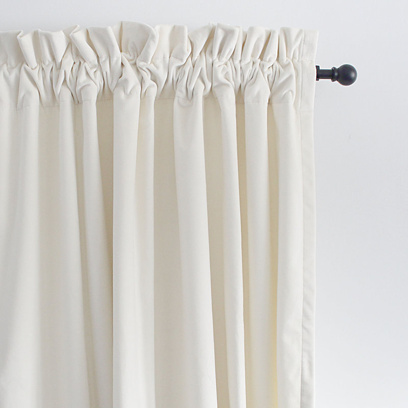 Velvet Room Darkening Curtain Pair, Ivory, 50" x 84" 
