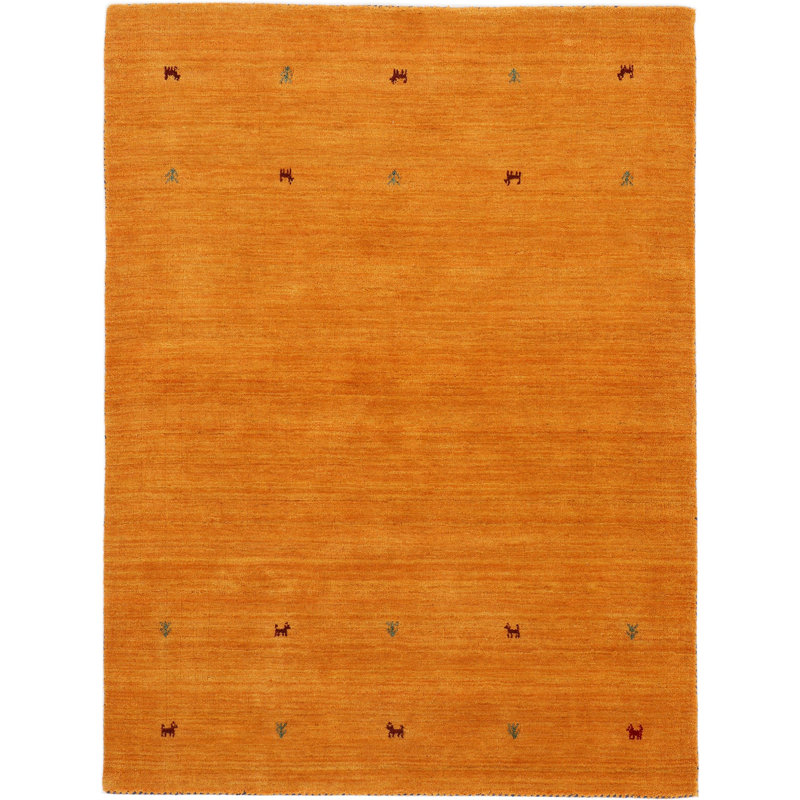 Handwoven Wool Gabbeh Uni Yellow Rug, Rectangle 120 x 170cm