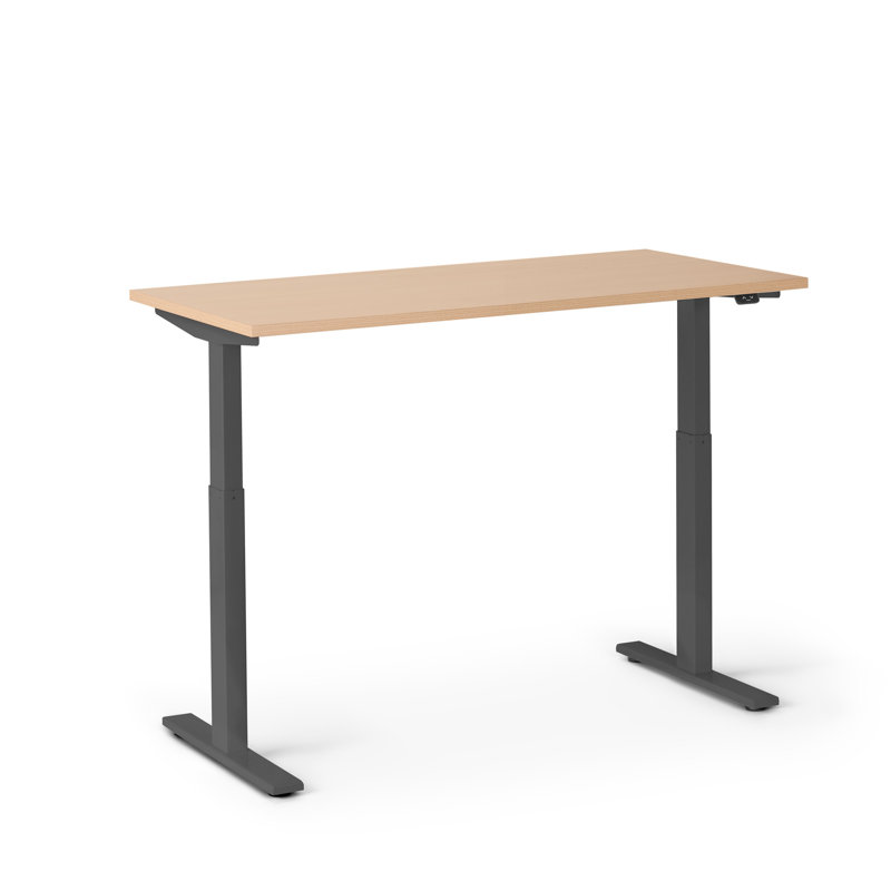 Series L 2S Adj Ht Sgl Desk, 48" H x 47.25" W x 27" D, Natural Oak/Charcoal