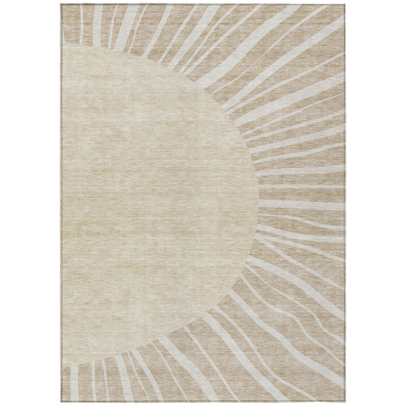 Tapis intérieur lavable abstrait beige 5 pi x 8 pi