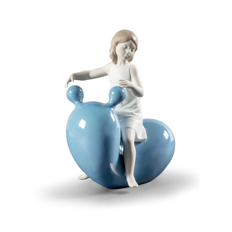 My Seesaw Balloon Girl Figurine, White/Blue