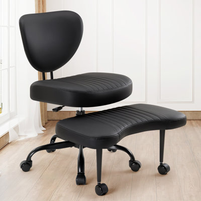 Ergonomic Office Chair,Cross Legged Desk Chair,360°Swivel Meditation Chair with Wheels,ADHD Desk Yoga Chairs,Adjustable Height for Meditation,Wide Criss Cross Design,Lumbar Support,Kneeling Chair