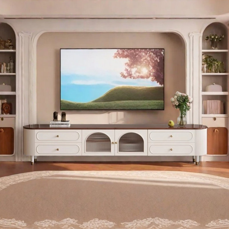 Meuble télé en bois massif au design simple, L 86,61 po
