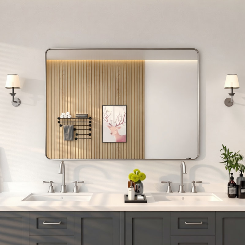 Miroir de salle de bain mural, 36 pi x 48 po, Nickel brossé