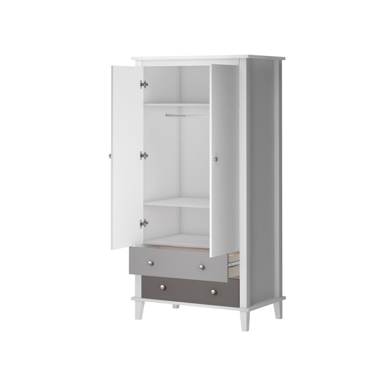 Oluchi 2 Door Wardrobe, White/Grey