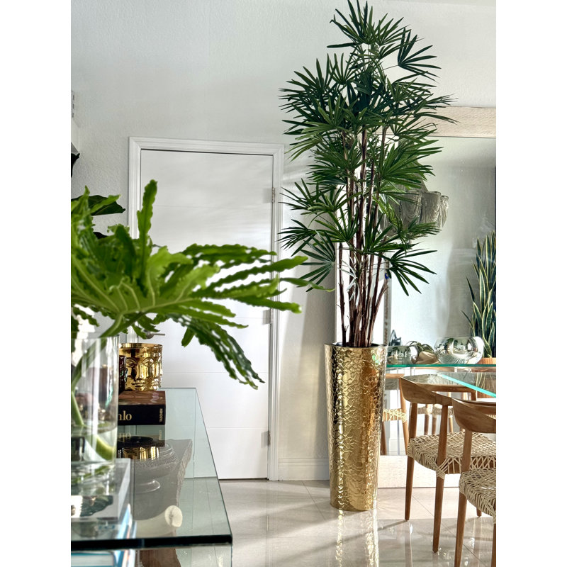 Lady Faux Palm Tree in Metal Planter