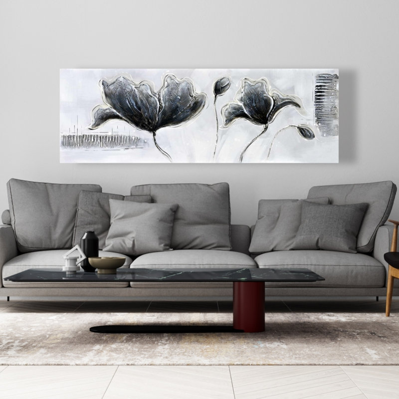 Fleurs de style industriel - Décoration sur toile de salon blanche
