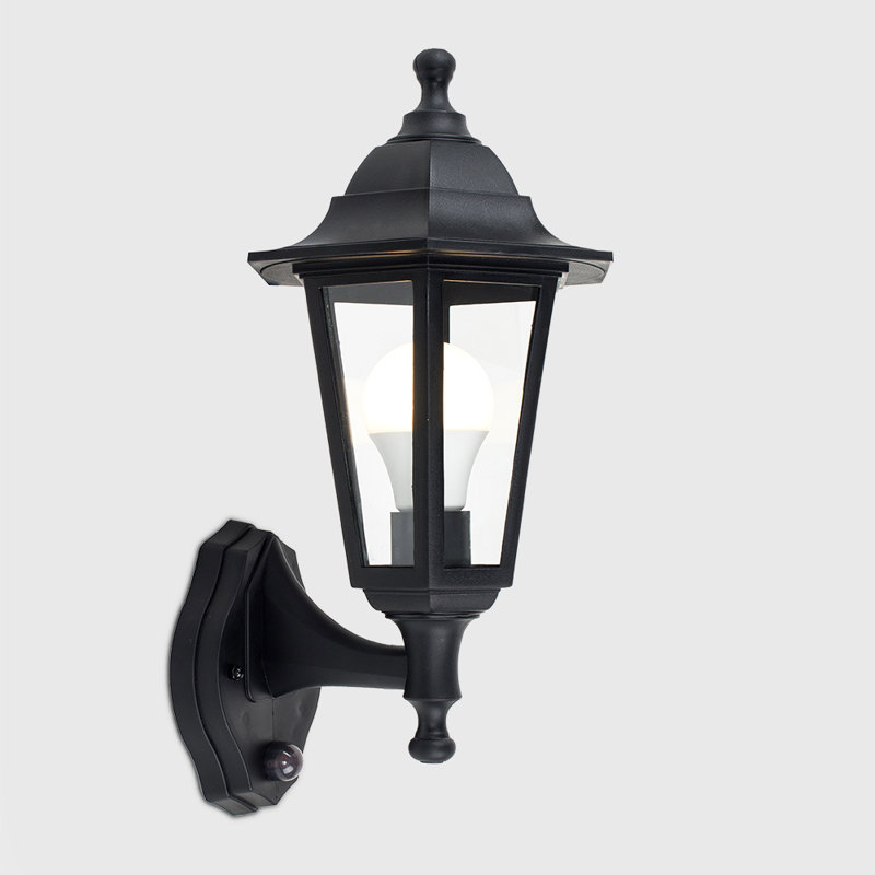Mcmahan Matte Black Outdoor Wall Lantern, 10W LED Bulb