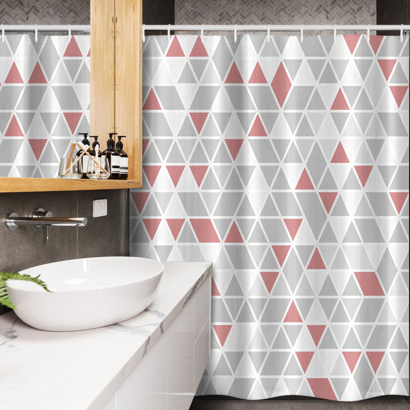 Geometric Shower Curtain with Hooks Included, 78'' H x 54'' W