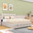 Queen Size Upholstered Platform Bed with Tufted Headboard, Twin XL Trundle and Dual Drawers-1009681696
