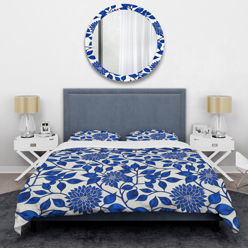 Ensemble de housse de couette Cobalt Blue Floral Transitional II - Transitional