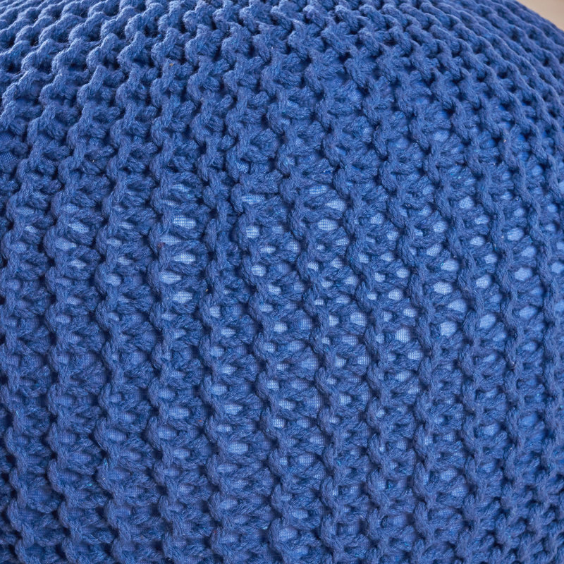 Pouf de siège tricoté bleu marine - ou coussin de sol, capacité de poids de 200 lb, coussin décoratif en coton 200 lb