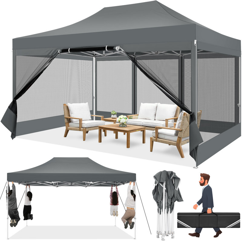 3 x 4.5m Steel Canopy, Grey