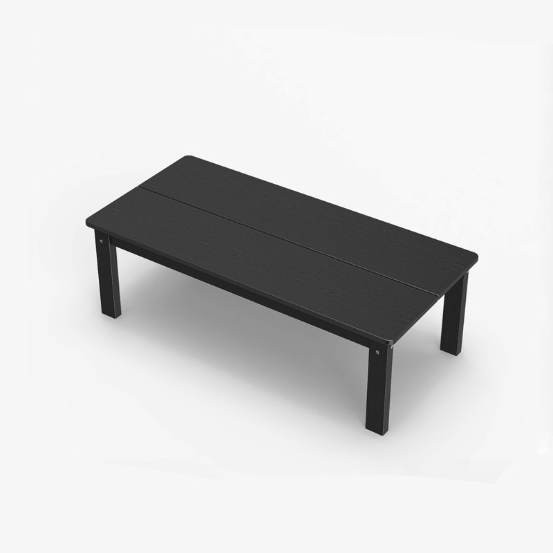 HDPE Outdoor Coffee Table for Patio, Porch & Lawn, All-Weather Poly Side Table for Adirondack Chairs & Outdoor Sofas, Black