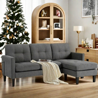 Dobro L-Shaped Sectional Sofa, Couch with Reversible Chaise, Couch Set for Small Spaces, Perfect for Living Rooms and Apartments