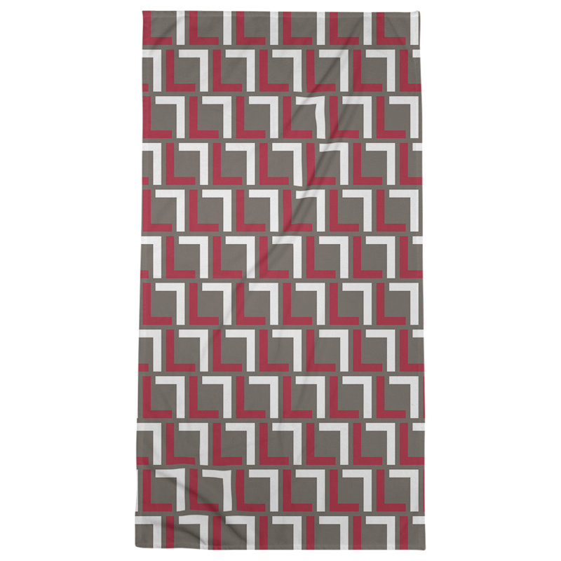 Bath Towel, Pewter/Red/White
