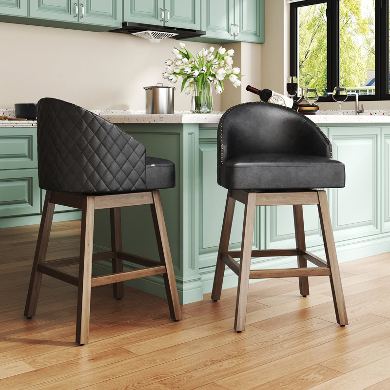 Nivelles Swivel Upholstered Counter Stool, Brown, Black