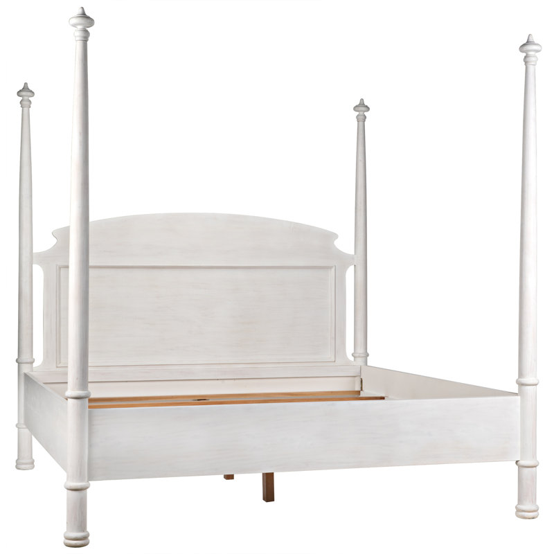 New Douglas Solid Wood Four Poster Bed, White Washed, Eastern King