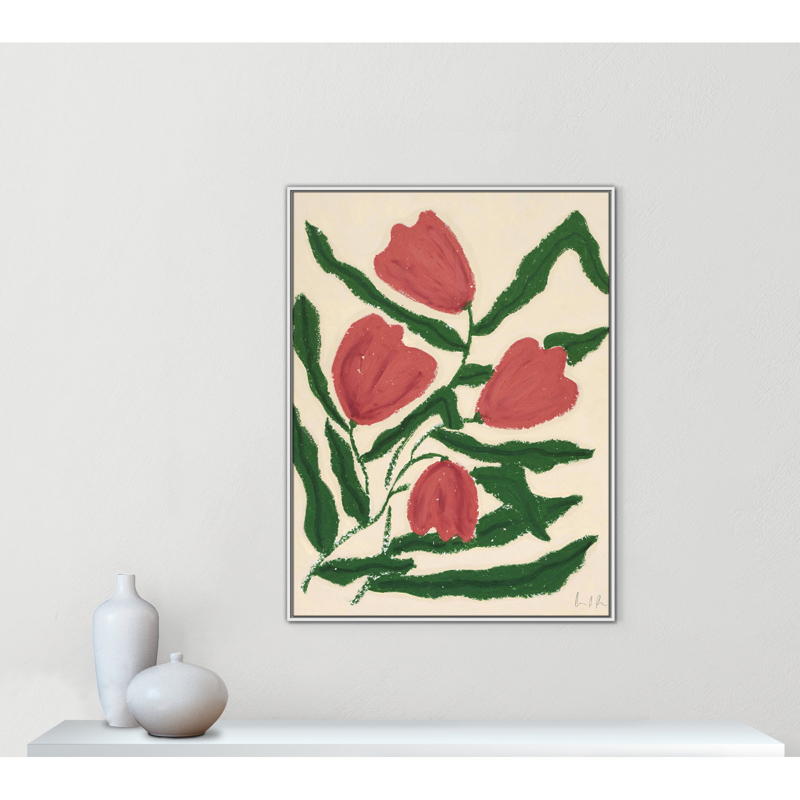 Red Tulips  Print by Camilla Bergqvist, 49.5" H x 37.5" W, White