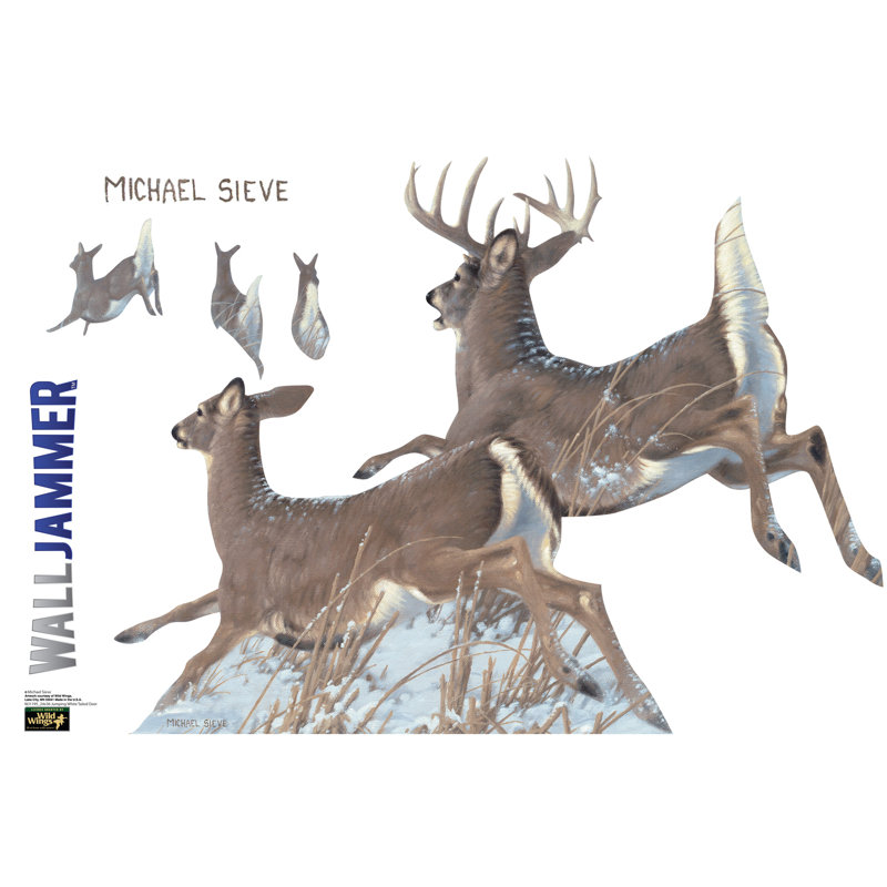 Jumping White Tailed Deer Vinyl Wall Decal 24" H
