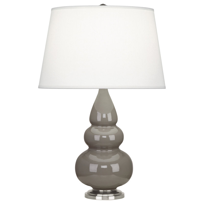 Small Triple Gourd Table Lamp, Smoky Taupe/Antique Silver