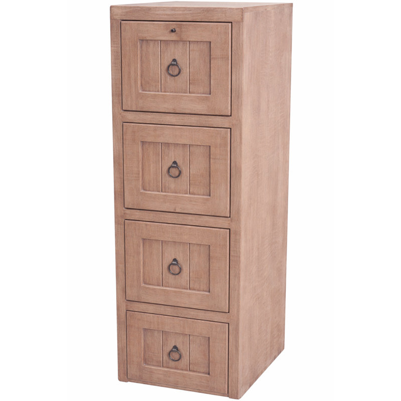 Raina 17.25'' Wide 4 -Drawer Solid Wood File Cabinet, Rustic Seashell