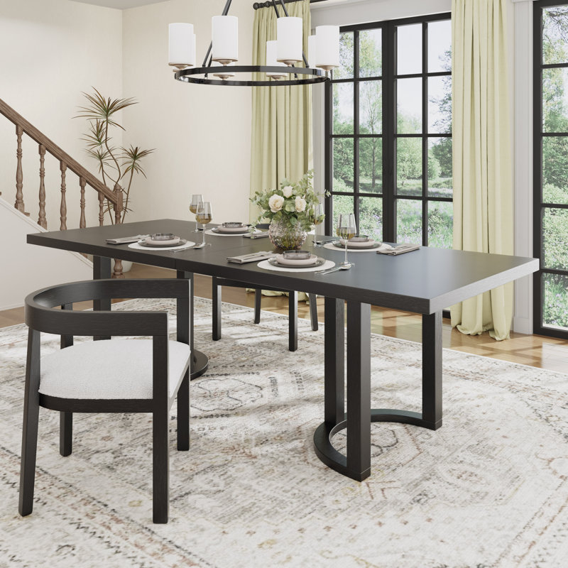 Harlan Rectangular Dining Table, Black, 30" H x 95" L x 39" W