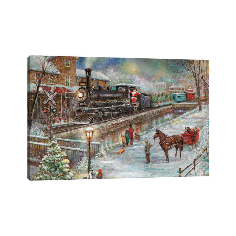 Christmas Train, No Matte, Wrapped Canvas, 26" H x 40" W x 1.5" D