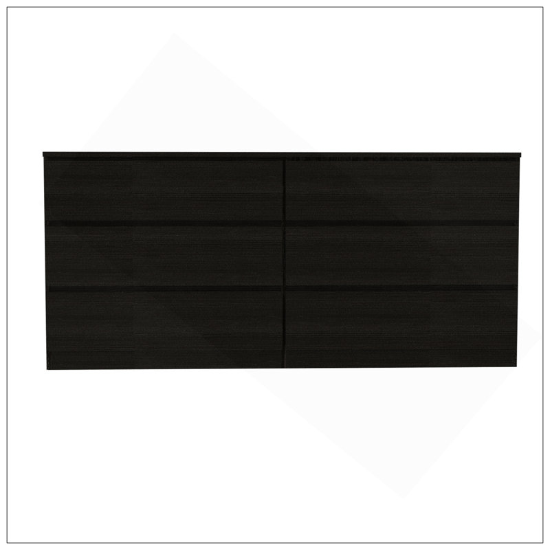 Commode double 6 tiroirs Tronx, chambre, noir, Noir