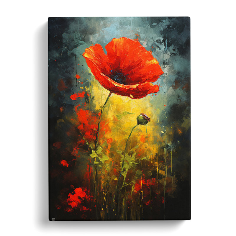 Poppy Flower Modern - Wrapped Canvas, 50cm H x 35cm W x 3cm D