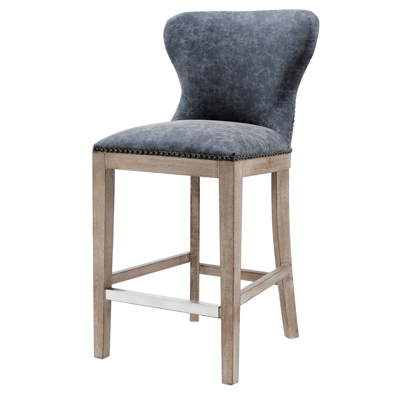 Grantham Upholstered Counter Stool, Nubuck Charcoal faux leather, Counter Stool (26” Seat Height)
