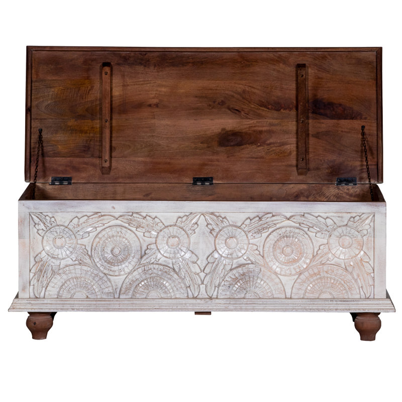 Santini Solid Wood Blanket Chest, Whitewashed