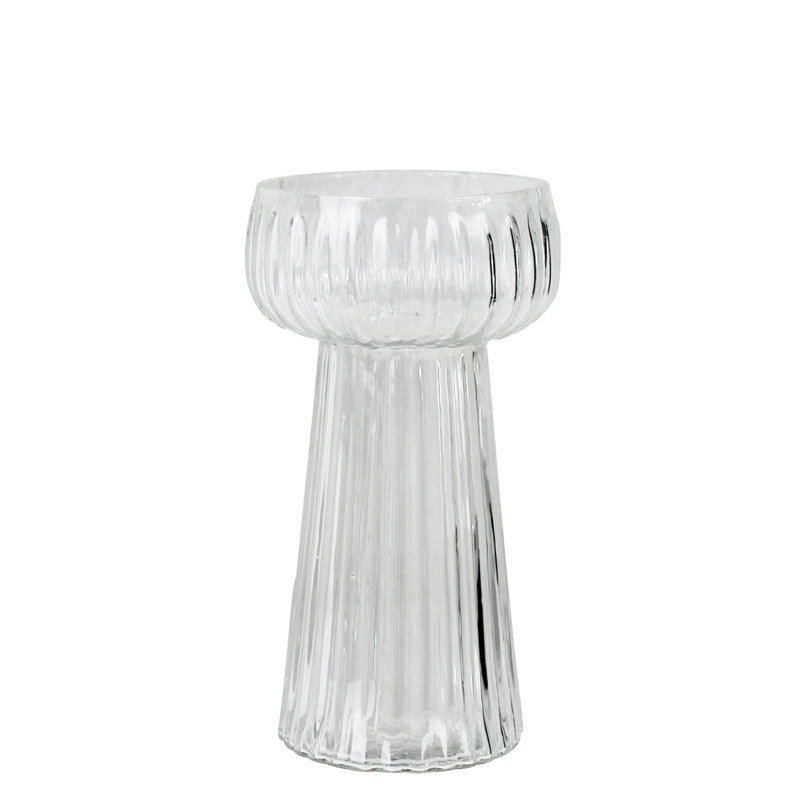 Vase cannelé cannelé, verre - Lrg, H 6 po x l 3,25 po x P 3,25 po