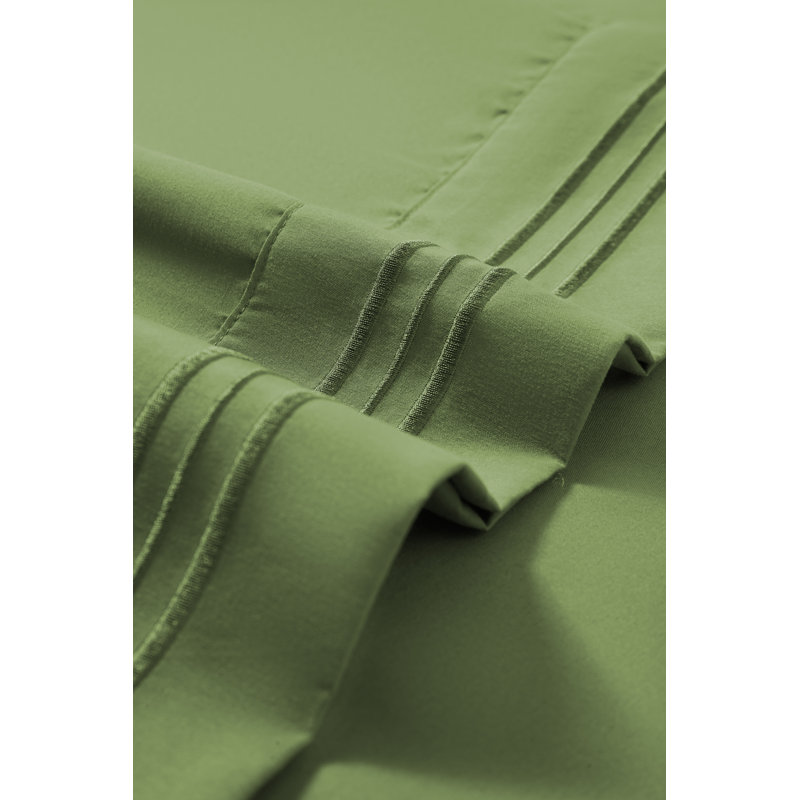 Ensemble de draps en rayonne , Vert sauge, Ensemble de draps pour taille de lit très grand d